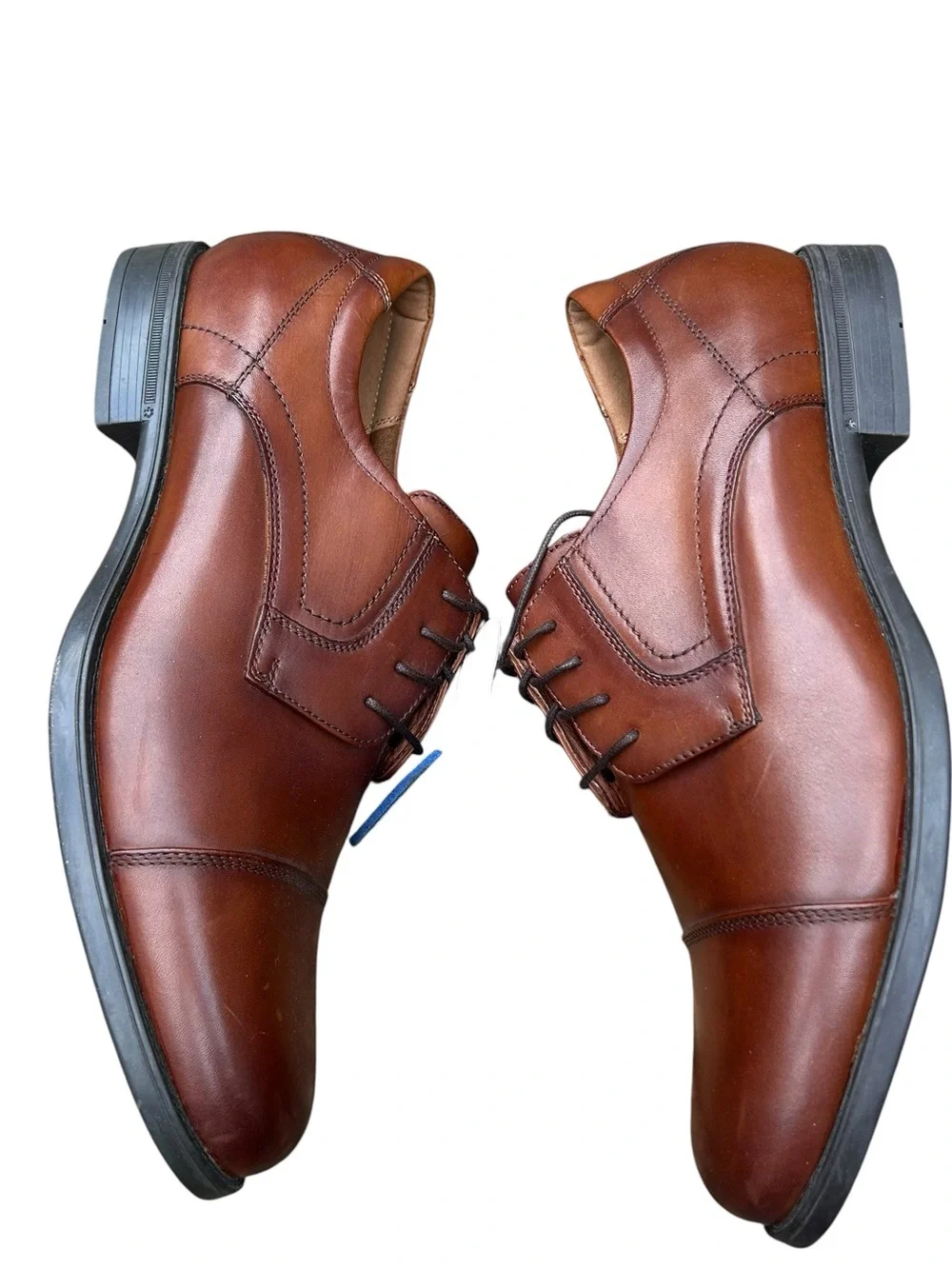 Florsheim Comfortech Ortholite Leather Cap Toe Oxford Dress Shoes Cognac